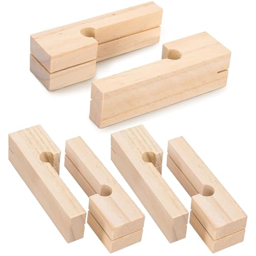 RUBII 6 Pcs 4 Inch Wood Masonry String Line Block, Portable Wooden Masons Line Blocks, Concrete Line Blocks for Bricklaying Tool Straight Line Stabilizer