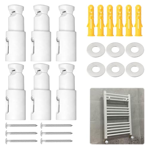 MERQUU Support Seche Serviette, 24 Pièces Fixation Seche Serviette, Support Radiateur Mural pour Radiateurs Droits et Courbes, Distance Réglable, ABS...