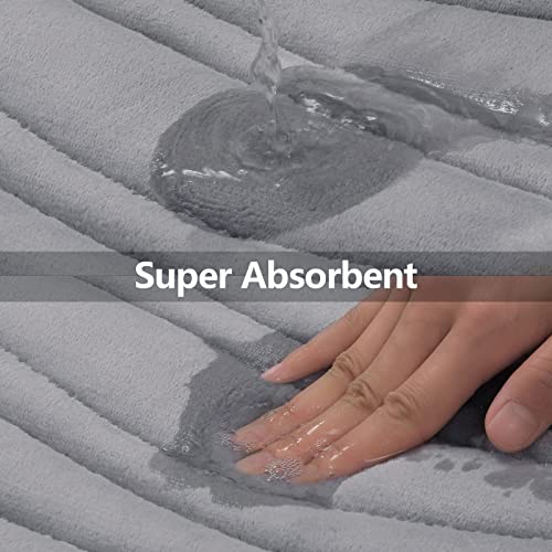 Buganda Memory Foam Bathroom Rug Runner, Ultra Soft Cozy Velvet Bath Rugs, Non-Slip Absorbent Bath Mat, Machine Washable Bathroom Mat For Bathroom Floor, Shower And Bathtub (47" X 17", Grey) #TOP3