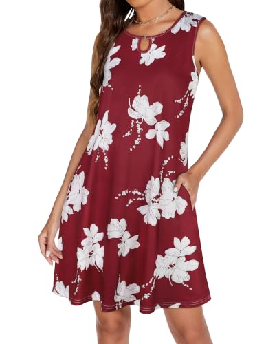 Image of Summer Dresses for Women 2026 Casual Sleeveless Sundress Floral Loose Fit Beach Cover Up with Pocket