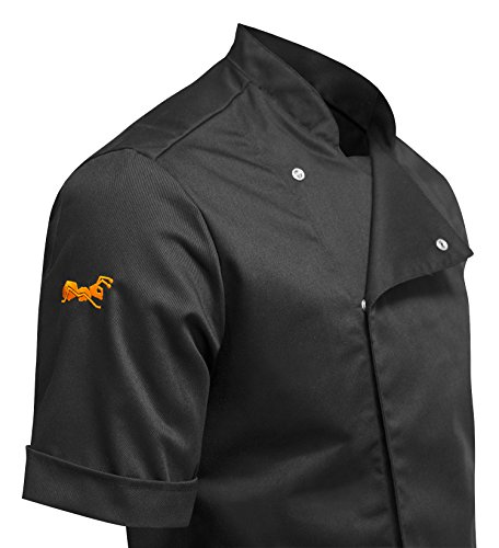 strongAnt® - Veste de Cuisine Chef Noire Homme Professionnel Manches Courtes Noir M - Image 5