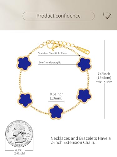 14K Gold Dainty Four Leaf Clover Bracelets for Women Lucky Flower Jewelry3