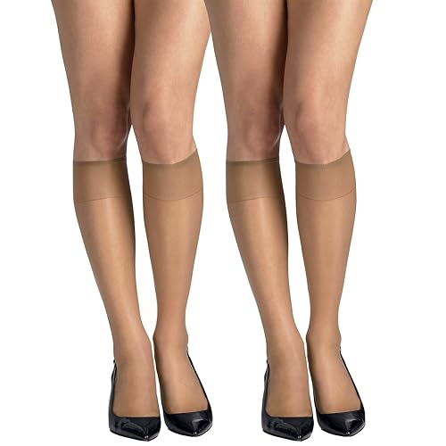 Hanes Women's Silk Reflections Reinforced Toe Silky Sheer Knee-high Stockings