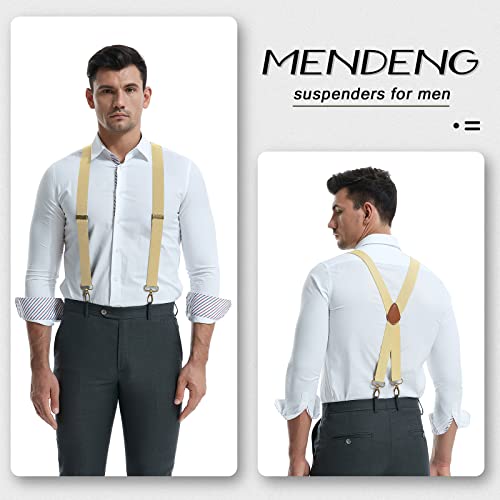 Image of MENDENG Suspenders for Men Heavy Duty Swivel Hooks Retro X-Back Adjustable Brace