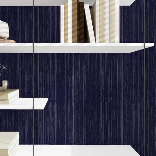 Qianglive Navy Blue Grasscloth Peel and Stick Wallpaper Texture Contact Paper 15.7"x120" Vintage Wallpaper Removable Waterproof Wall Paper for Room Walls Cabinets Furniture Drawers Desk by Qianglive - Used condition - Image 3