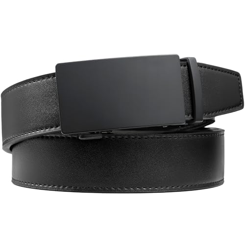Image of Founders & C Men's Ratchet Belt 1 3 /8 inch,Leather Dress Belt Adjustable with Click Sliding Buckle Trim to Exact Fit