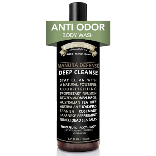 Tea Tree Body Wash Antifungal - Antibacterial Body Wash with Tea Tree and Manuka, Helps Soothe Athlete’s Foot, Ringworm, Jock Itch, Chafing, Odor removal by Balm of Gilead (8.25 fl oz)