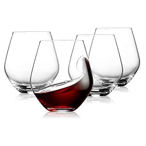 Godinger Wine Glasses, Stemless Wine Glasses, Red Wine Glasses, Wine Drinking Glasses, Stemless Wine Glass – 17oz, Set of 4 – Made in Europe