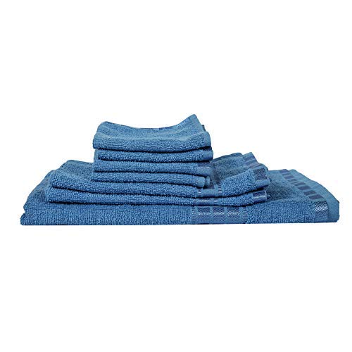 Juego de toallas de baño de algodón con set de 7 piezas azul para cara y mano Toalla-Ley-078