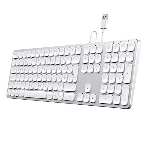 SATECHI Tastiera con Cavo USB in Alluminio e tastierino numerico Compatible con iMac - 2020 iMac, iMac PRO, 2020 Mac Mini e Altri (Tedesco, Argento)