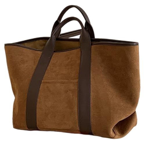Sac fourre-tout en daim marron grand sac à main vintage de mode femme