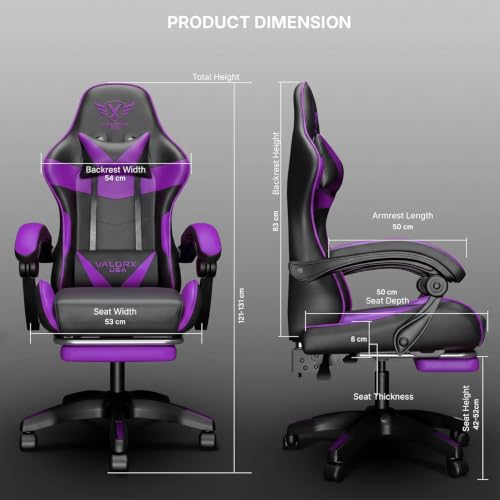 Add ValorX USA Fighter Ergonomic Gaming Chair, Purple - Image 3