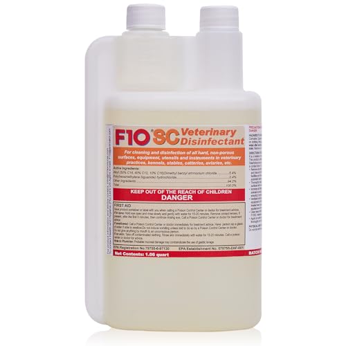 F10 SC Concentrated Veterinary Disinfectant & Cleaner for Kennels, Litter Box, Cage, Terrariums, Habitats, Vet Practices - 1 Liter (1.06qt)
