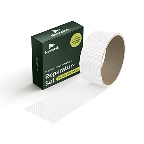 Nematek Fliegengitter Reparatur Set - 4,5 cm x 2 m Fliegengitter Reparatur Klebeband - Reparaturband für Moskitonetz, Insektenschutz Tür und Fliegengitter Fenster - weiß