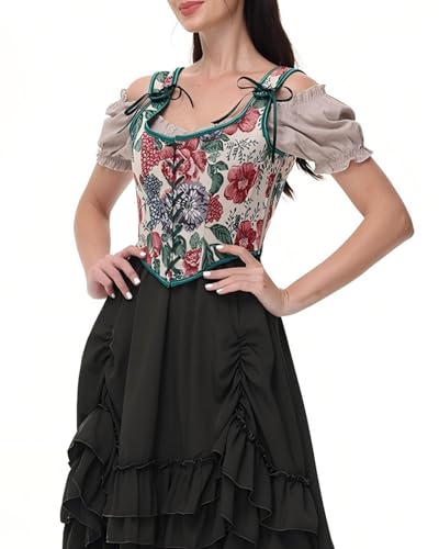 Image of CONCINEROS Women's Summer Vintage Floral Renaissance Corset Top for Women Y2k Tops Sleeveless Drawstring Crop Top