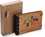 Upgraded Scrapbook Photo Album 3D Wood Letters Cover Our Adventure Book Pixar Up Handmade DIY Anniversary Scrapbook Valentines Day Gifts Bonus Luxury Gift Box with Decoration Star Hanging Ornament