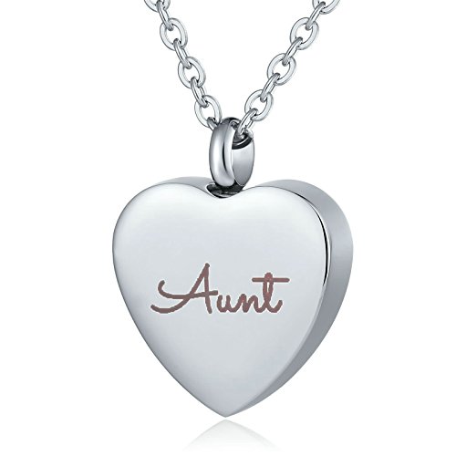 Pendentif cœur Aunt toujours dans mon cœur, collier urne souvenir en acier précieux