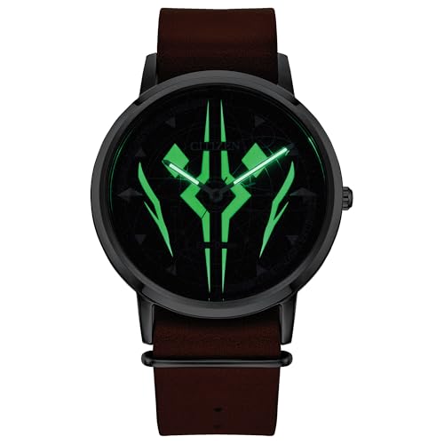 Image of Citizen Men's Eco-Drive Ahsoka Tano Star Wars Watch, Stainless Steel Case, Diamond-Shaped Markers, Brown Leather Strap (Model: BJ6508-02W)