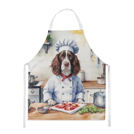 Caroline's Treasures English Springer Spaniel The Chef Apron Cooking Kitchen Server Baking Crafts Gardening for Adult Women Men, Unisex, Large, Multicolor