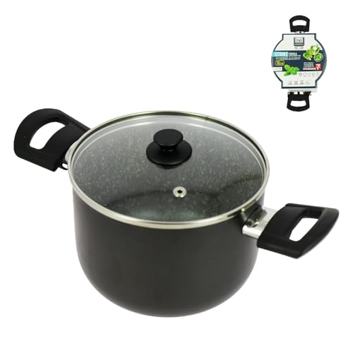 Ma Maison Pentola Fonda in Alluminio D.16cm - con Coperchio in Vetro, con Manici, Antiaderente, Antigraffio, Piccole Porzioni, Lavastoviglie, Tutti i Fuochi, Pratica - Made in Italy (ASSORTITO)