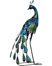 TERESA&#39;S COLLECTIONS Garden Ornaments Outdoor for Garden Gifts, Standing Metal Peacock Garden Statues, Garden Bird Art for Garden Decorations Lawn Yard, 22.4 inch Tall