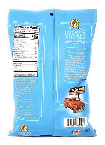 Buc-ee's Nug-ees: White Cheddar Flavored Powdery Cheese-Flavored Beaver Nuggets Sweet Corn Puff Snacks From Texas, Gluten Free, 1 Bag of 5 Ounce