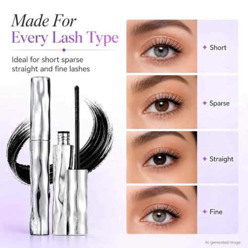 Curling Silver Stick Mascara, 5d Metal Wand Tubing Mascara for Volume and Length, Bristle-Free Black Lash Primer, Waterproof Sweat-Resistant Smudge-Proof, Buildable Natural Eye Makeup (1) - Image 6
