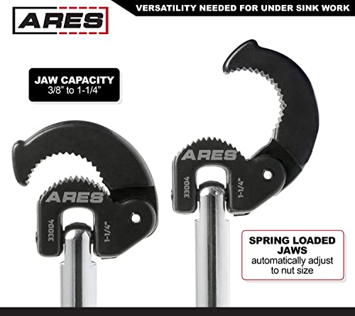 image for ARES 33004-11-Inch Basin Wrench with Adjustable Jaw - Jaw Adjusts from
