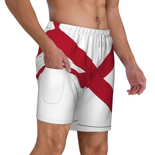 Alabama State Flagshort Swim Trunks with Waist Rope and Two Side Pockets Beach Shorts Bathing Suits for Men3