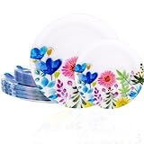 DaYammi 20Pcs Wildflower Plastic Plates-Floral Plastic Plates Disposable Heavy Duty,Fancy Floral Pattern Perfect for Wedding,Holidays - 10.25' Dinner Plate,7.5' Dessert Plate for Party Valentine's Day