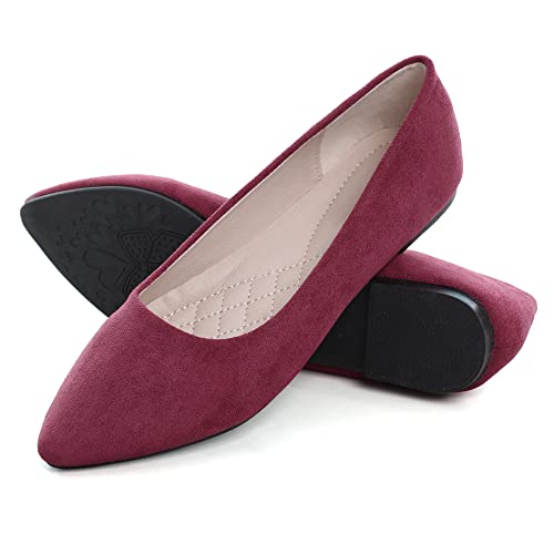 ChaiRong Zhou Women's Classic Simple Pointed Toe Ballet Flats Soft Breathable Slip on Walking Driving Shoes4