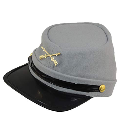 100% Wool Men's Civil War Replica Kepi Hat Large Grey