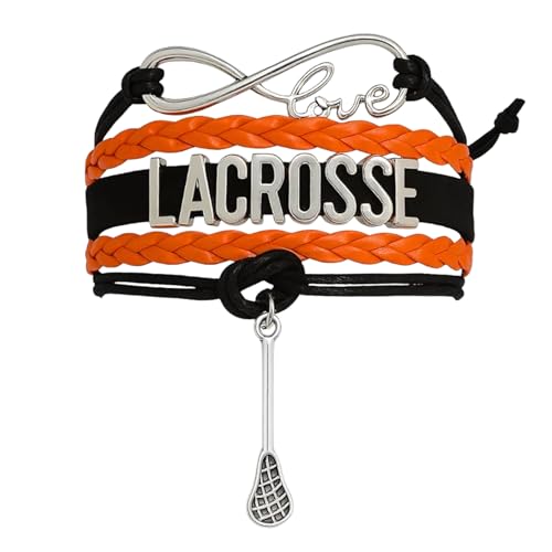 Image of SportyBella Lacrosse Bracelets For Girls - Adjustable Charm Bracelet w /Infinity Symbol & Silver Lacrosse Stick Charm. Friendship Bracelet Gifts for Players, Teams & Coaches