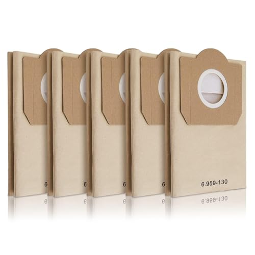 5 Stück Papierfilterbeutel für Kärcher 6.959-130.0 WD3 Staubsaugerbeutel Papier Filtertüten Beutel für WD3 1629 MV3 Premium A2201/2604/2251/2554/2504/2204 Filterbeutel Paperbags Staubsaugertüten