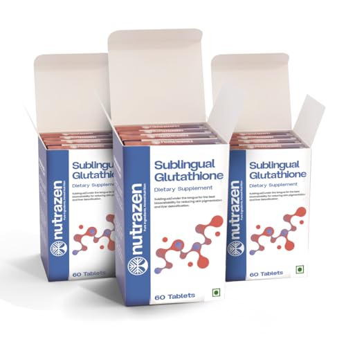 Image of Sublingual Glutathione Supplement - Pack of 3- 180 Tablets | High Bioavailability Formula for Skin Brightening, Tan Removal & Anti-Aging | Supports Detox, Liver Health, Cellular Health & Immunity