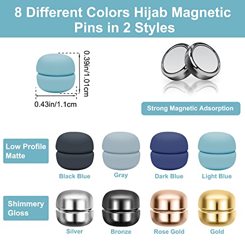 Image of 8 PCS Hijab Magnetic Pins, Catcan Multi-Use Strength Hijab Pins for Women Clothing Scarf Magnets, Colorful Pinless magnet pins for Hijab Magnets Buttons(8 Colors)