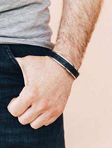 Mens Leather Bracelet Engraved Personalized Gift For Boyfriend Valentines Day Gift #TOP1