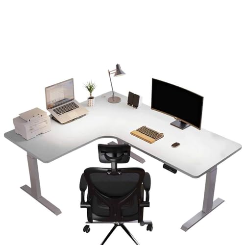 Escritorio eléctrico de pie en forma de L, escritorio esquinero de altura ajustable para oficina en casa, mesa de computadora, estación de trabajo ergonómica, diseño moderno, solución para ahorrar