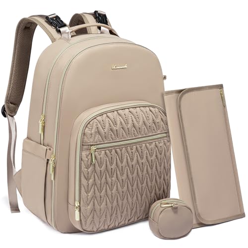 Image of LOVEVOOK Diaper Bag - Stylish Baby Backpack with Changing Pad, Large Travel Waterproof Nappy Changing Bag with Stroller Straps, Insulated Pockets for Mom Dad - Unisex, Khaki