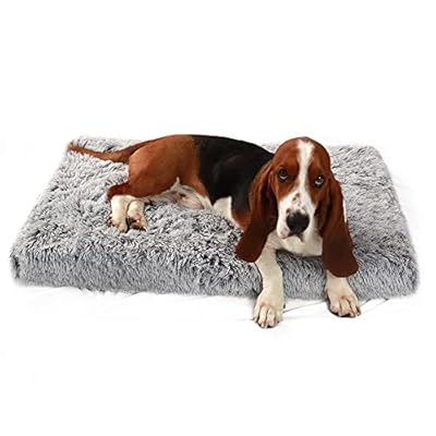 Dog bed medium Premium corrugated Memory Foam comfortably Orthopaedic dog beds detachable and washable washable Pet dog mat (L-grey+white)