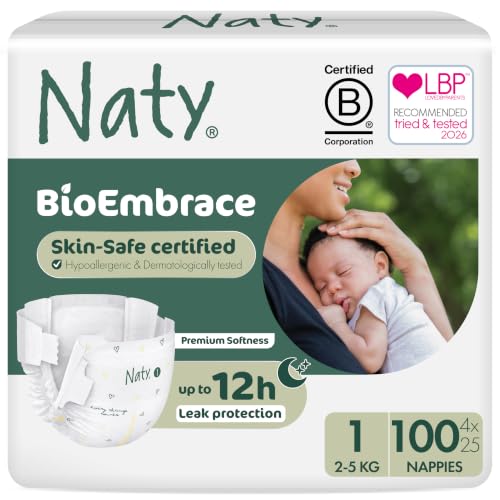 Naty BioEmbrace Baby Newborn Nappies Size 1 (25kg) 100 Count