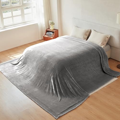 COOVA Oversized King Fleece Blanket 120x120 inches, Soft Cozy Warm Giant Extra Large 10'x10' Blanket for Bed, Sofa, Couch,Travel, Camping, California Huge Flannel Big Throw Blanket, Light Grey