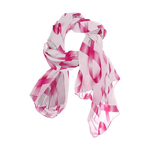 KLL Silk Scarf for Women Fashion Polyester Lightweight Soft Wrap Shawl Scarves Holiday Gifts Breast Cancer Pink Ribbons Awareness