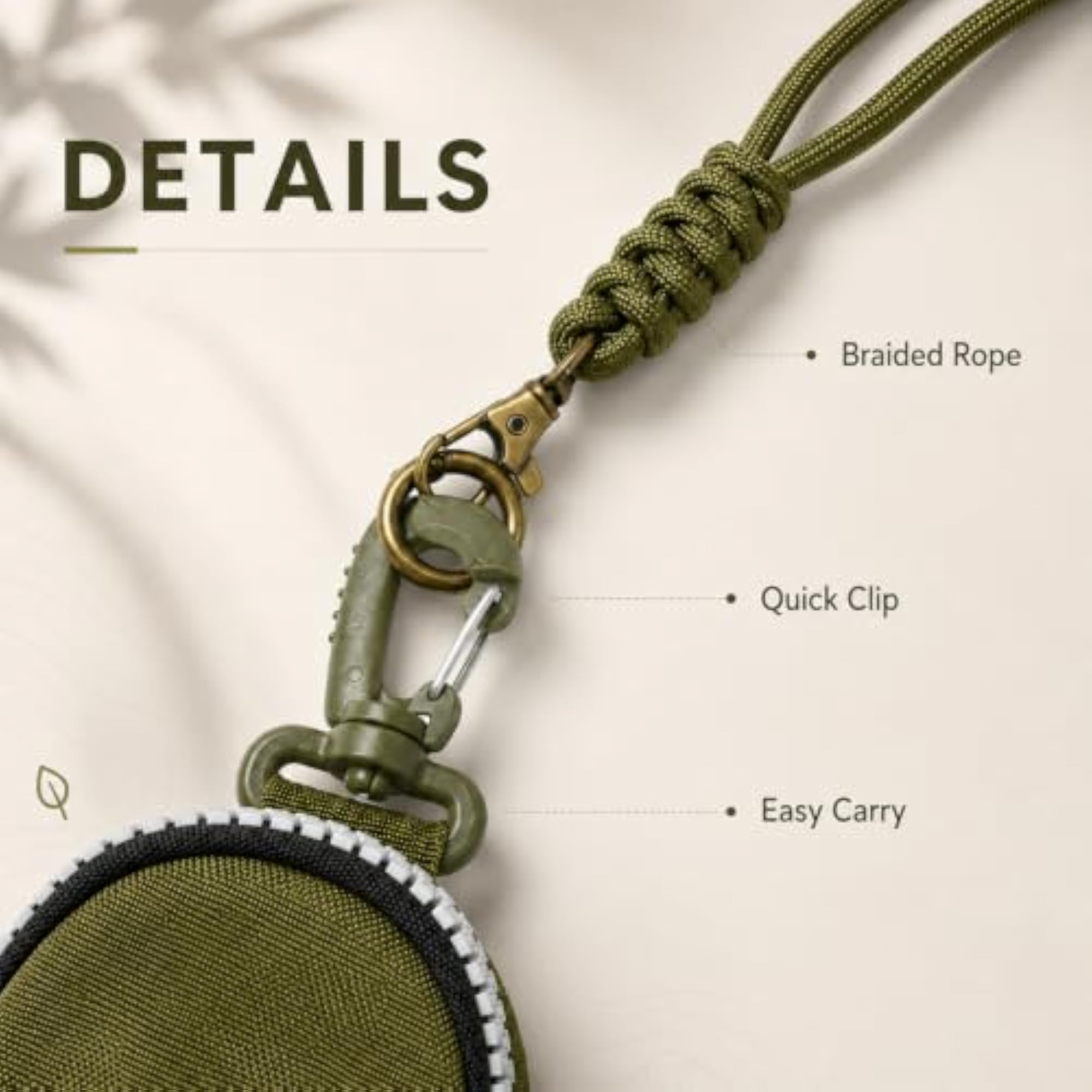 Mini Pouch for Men, EDC Zipper Storage with Neck Cord