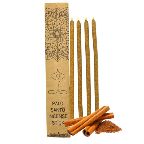 Encens Palo Santo avec cannelle Artisan Top Premium – 4 bâtons épais faits à la main au Pérou HOSTENATURA