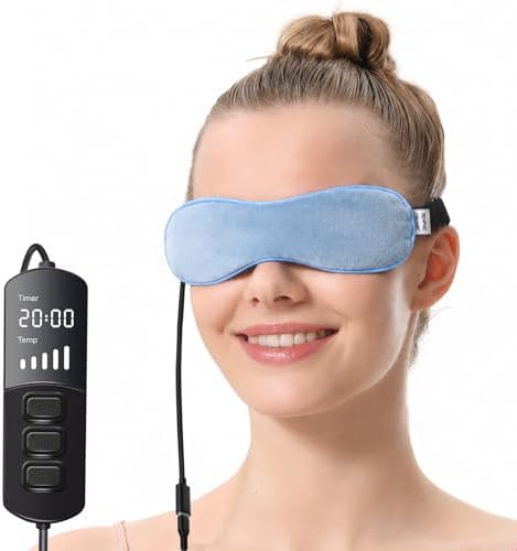 Aroma Season Heated Eye Mask for Dry Eyes, Warm Eye Compress with Flaxseed for MGD, Dry Eye Syndrome, Chalazion Blepharitis Stye Eye Treatment, Steam Moist to Unclog Glands (Blue)