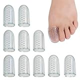 10 StüCk Zehenschutz GroßEr Zeh - Soft Silikon Zehenkappen - Zehenkappe Atmungsaktiv Großer Zeh, Zehenpolster Zehen Polster für Bei eingewachsenen Nägeln & Ballenschmerzen (Transparent)