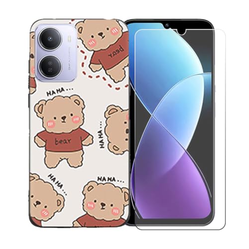 CongJiaLingXi�P�[�X�K�p �� Redmi 15A 5G (6.9") �K�p �� �d�����ꂽ�K���X�X�N���[���v���e�N�^�[�A�_�炩���V���R�[���V�F���o���p�[�h�Ռ�TPU�ی�J�o�[�������,LLM48