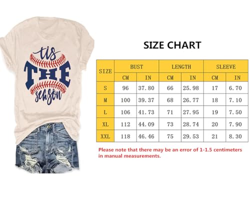 Baseball Shirts Women Tis The Season Baseball Mom T-Shirts Letter Print Graphic Tee Tops2