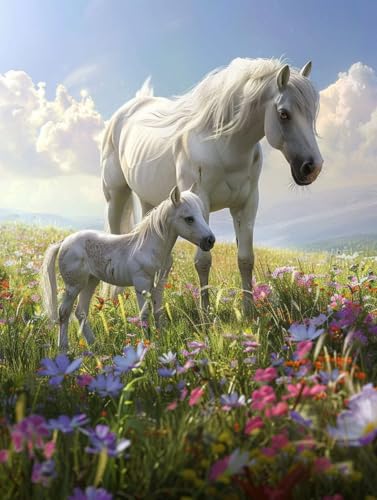 Pintar por numeros adultos caballo y flores kit de pintura acrilica manualidades 100x130cm